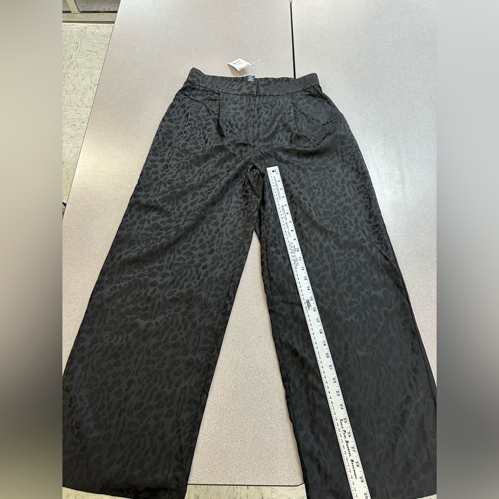 Black Cheetah Wide Leg Pants